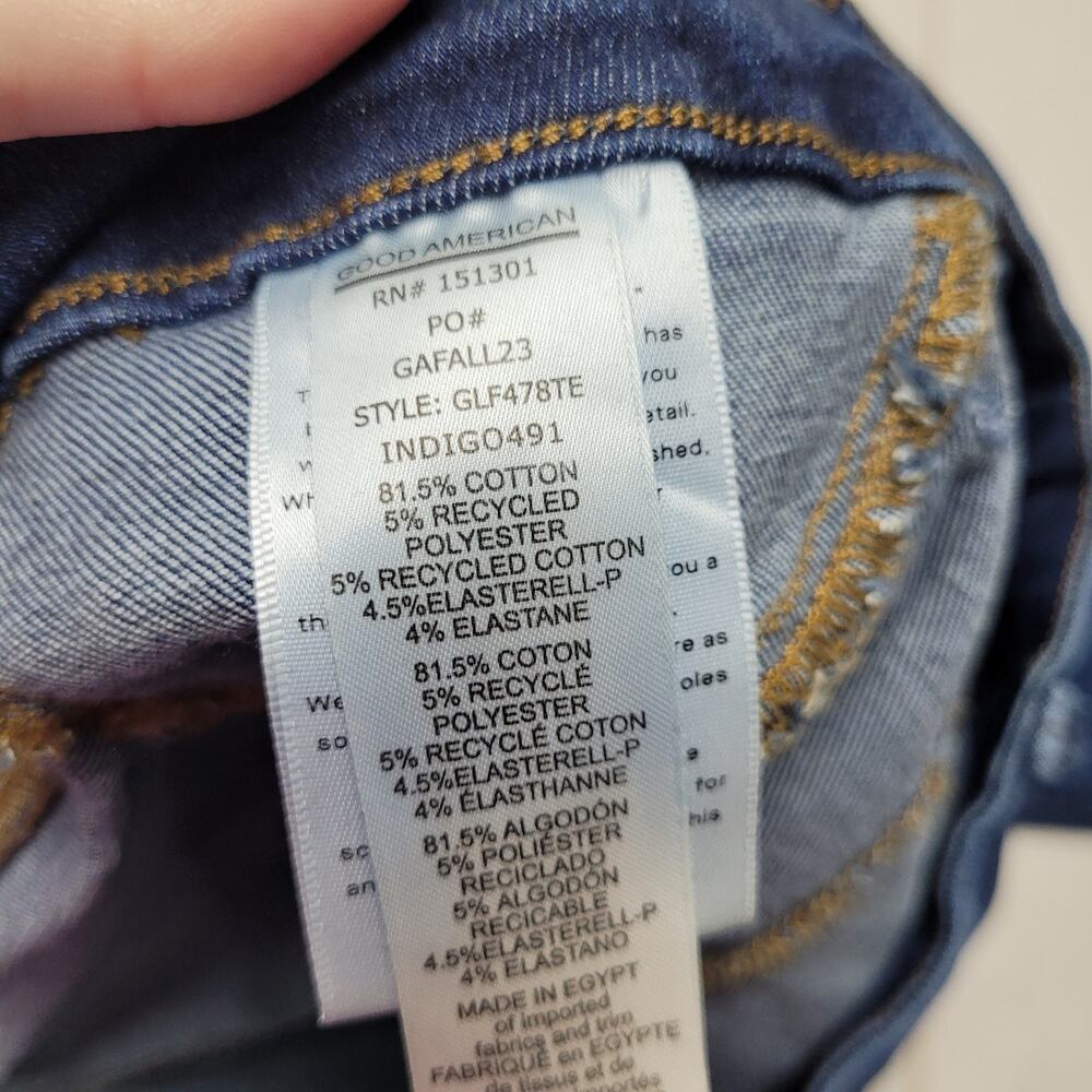 Good American power stretch pull on flare jeans dark wash indigo large - Picture 8 of 11